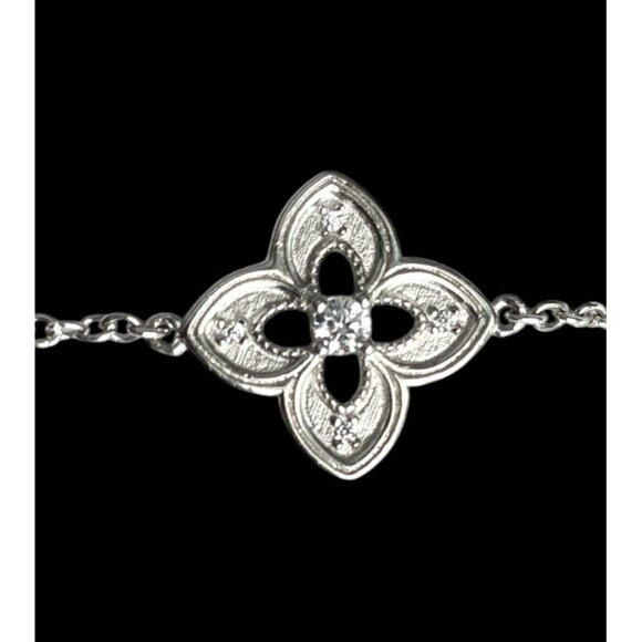 New Tocara Sterling Silver DiAmi Crystal Flower Pendant Bracelet Clover Floral - Picture 3 of 12